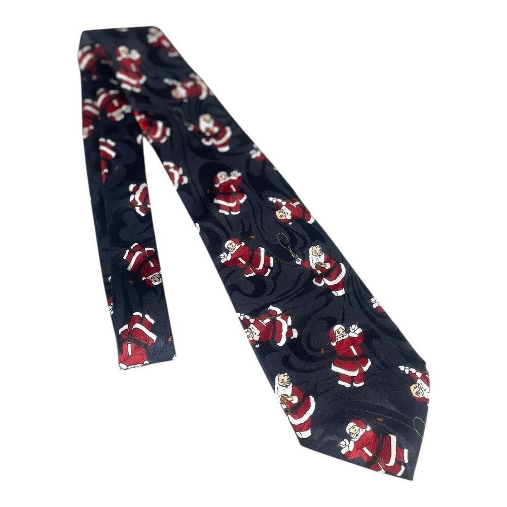 Christmas Men’s Novelty Neck Tie Santa Claus Playing Sport Polyester
